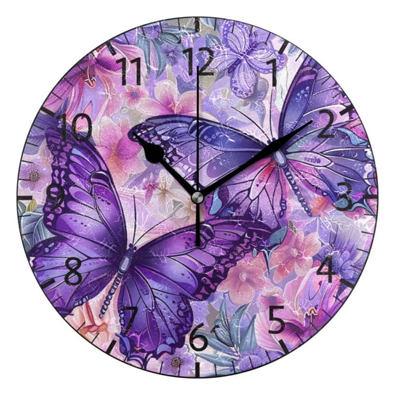 YAZAOO Decorative Wall Clock Size：25cm Floral Fantasia Of Flight Design Pattern Clock