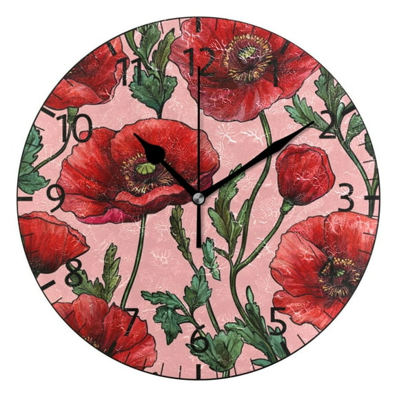 YAZAOO Decorative Wall Clock Size：25cm Floral Love Fest Design Pattern Clock