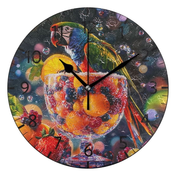YAZAOO Decorative Wall Clock Size:25cm Fruit Fiesta Delight Design Pattern Clock
