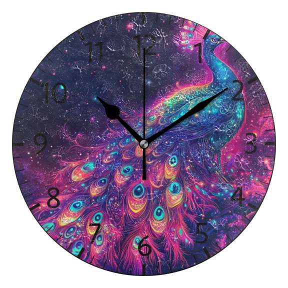 YAZAOO Decorative Wall Clock Size：25cm Galactic Plumage Design Pattern Clock