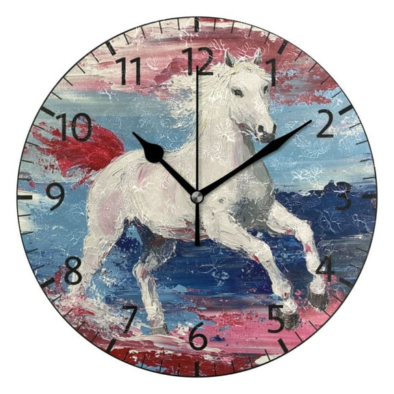 YAZAOO Decorative Wall Clock Size:25cm Galloping Freedom Design Pattern Clock