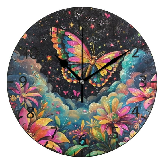 YAZAOO Decorative Wall Clock Size：25cm Garden Of Dreams Design Pattern Clock
