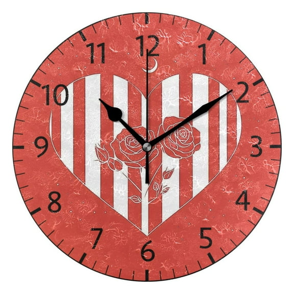 YAZAOO Decorative Wall Clock Size：25cm Garden Of Hearts Design Pattern Clock
