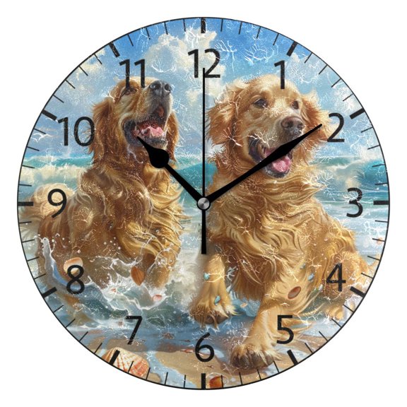 YAZAOO Decorative Wall Clock Size：25cm Golden Waves Of Joy Design Pattern Clock