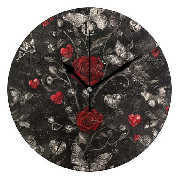 YAZAOO Decorative Wall Clock Size:25cm Gothic Romance Design Pattern Clock