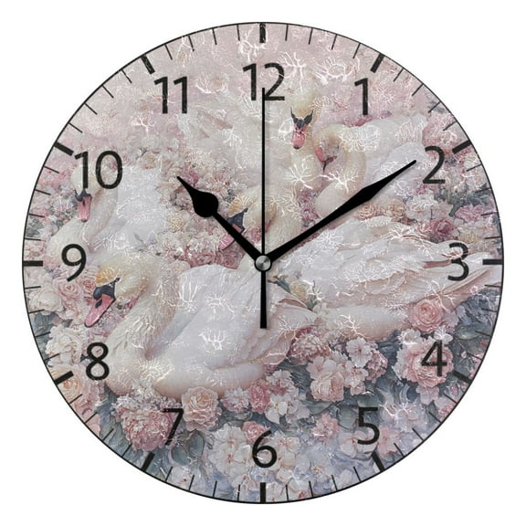 YAZAOO Decorative Wall Clock Size：25cm Harmony in Bloom Design Pattern Clock