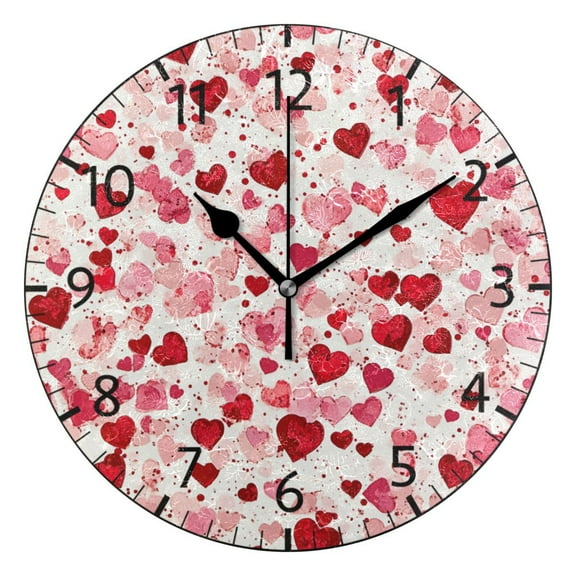 YAZAOO Decorative Wall Clock Size:25cm Heart Confetti Design Pattern Clock