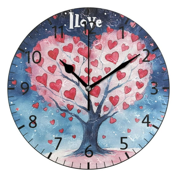 YAZAOO Decorative Wall Clock Size：25cm Heartfelt Love Design Pattern Clock