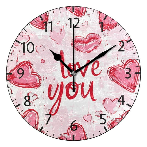 YAZAOO Decorative Wall Clock Size：25cm Heartfelt Message Design Pattern Clock