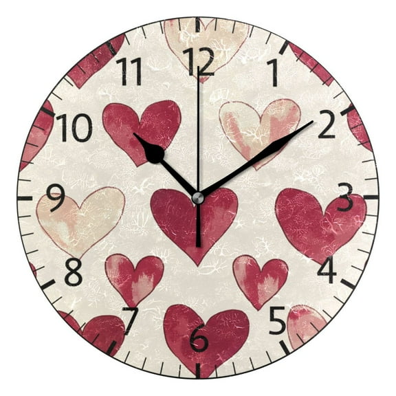 YAZAOO Decorative Wall Clock Size：25cm Heartfelt Patterns Of Love Design Pattern Clock