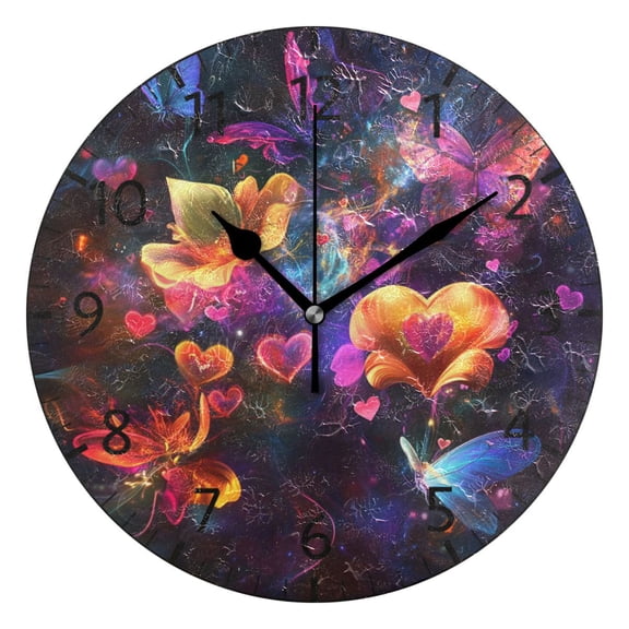 YAZAOO Decorative Wall Clock Size:25cm Heartfelt Vibes Design Pattern Clock