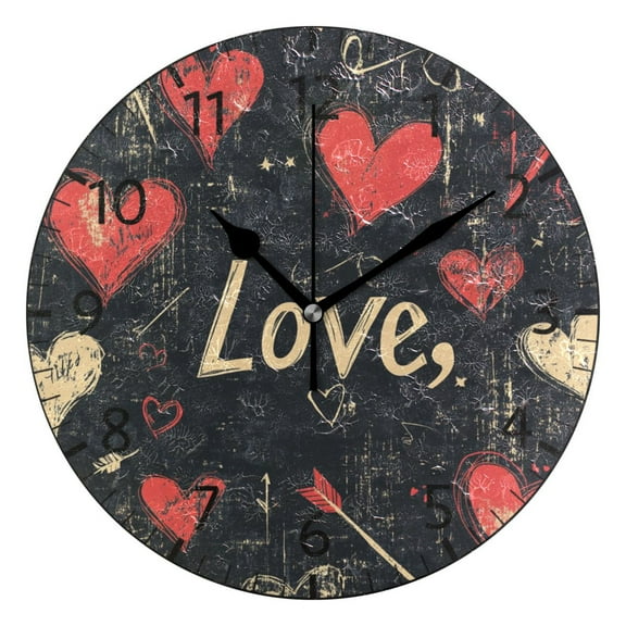 YAZAOO Decorative Wall Clock Size：25cm Hearts Of Love Design Pattern Clock
