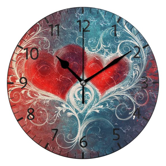 YAZAOO Decorative Wall Clock Size:25cm Hearts in Harmony Design Pattern Clock
