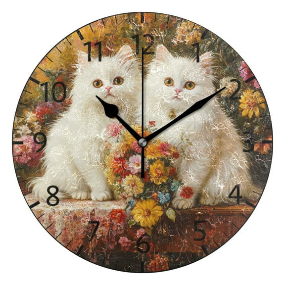 YAZAOO Decorative Wall Clock Size：25cm Holiday Bear Wishes Design Pattern Clock