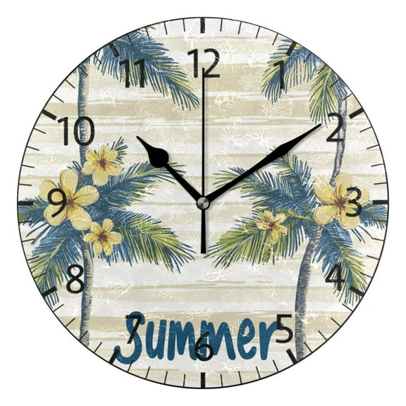 YAZAOO Decorative Wall Clock Size：25cm Island Blooms Design Pattern Clock
