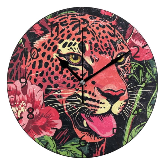 YAZAOO Decorative Wall Clock Size:25cm Leopard's Charm Design Pattern Clock