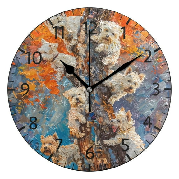 YAZAOO Decorative Wall Clock Size：25cm Little Climbers in Autumn Design Pattern Clock