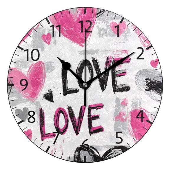 YAZAOO Decorative Wall Clock Size:25cm Loud Expressions Of Love Design Pattern Clock