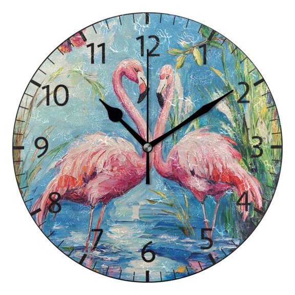 YAZAOO Decorative Wall Clock Size:25cm Love Among The Lilies Design Pattern Clock