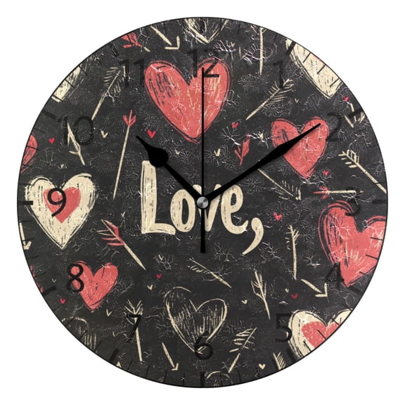 YAZAOO Decorative Wall Clock Size:25cm Love Struck Design Pattern Clock