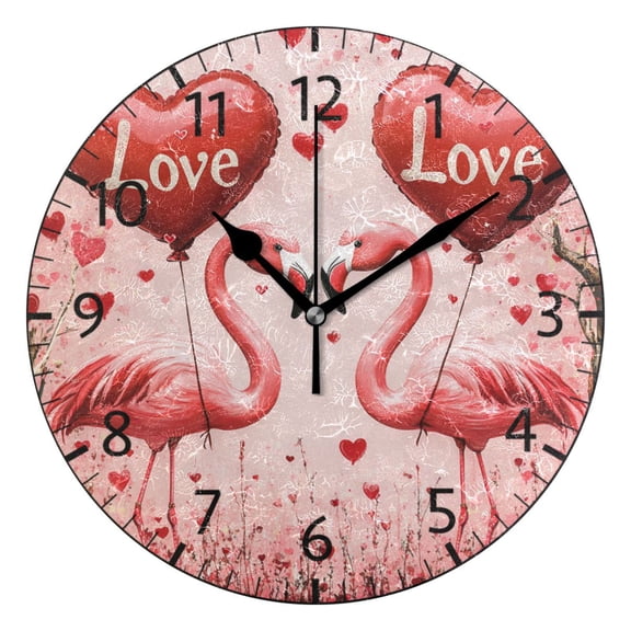 YAZAOO Decorative Wall Clock Size:25cm Love in Flight Design Pattern Clock