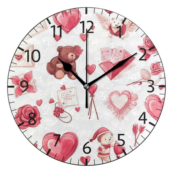 YAZAOO Decorative Wall Clock Size:25cm Love's Sweet Token Design Pattern Clock