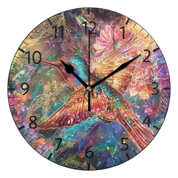 YAZAOO Decorative Wall Clock Size:25cm Luminous Hummingbird Magic Design Pattern Clock