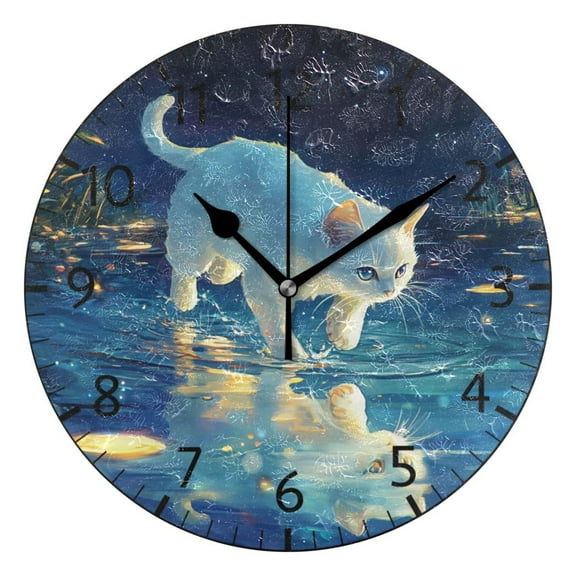 YAZAOO Decorative Wall Clock Size:25cm Lunar Prowl Design Pattern Clock
