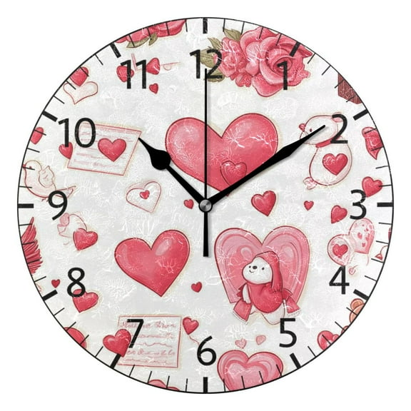 YAZAOO Decorative Wall Clock Size：25cm Luxe Love Design Pattern Clock