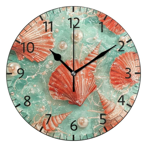YAZAOO Decorative Wall Clock Size：25cm Marine Tapestry Design Pattern Clock
