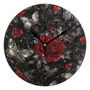 YAZAOO Decorative Wall Clock Size 25cm Midnight Garden Whispers Design Pattern Clock