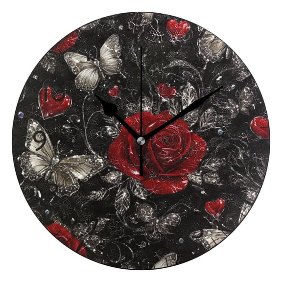 YAZAOO Decorative Wall Clock Size：25cm Midnight Garden Whispers Design Pattern Clock