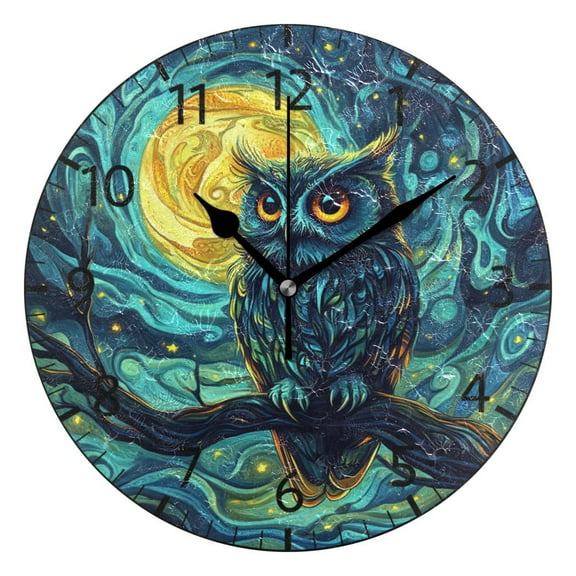 YAZAOO Decorative Wall Clock Size:25cm Moonlit Guardian Design Pattern Clock
