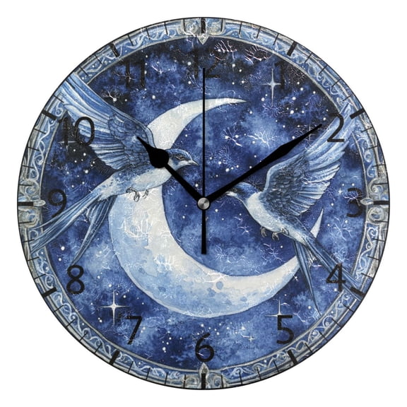YAZAOO Decorative Wall Clock Size：25cm Moonlit Soiree Design Pattern Clock