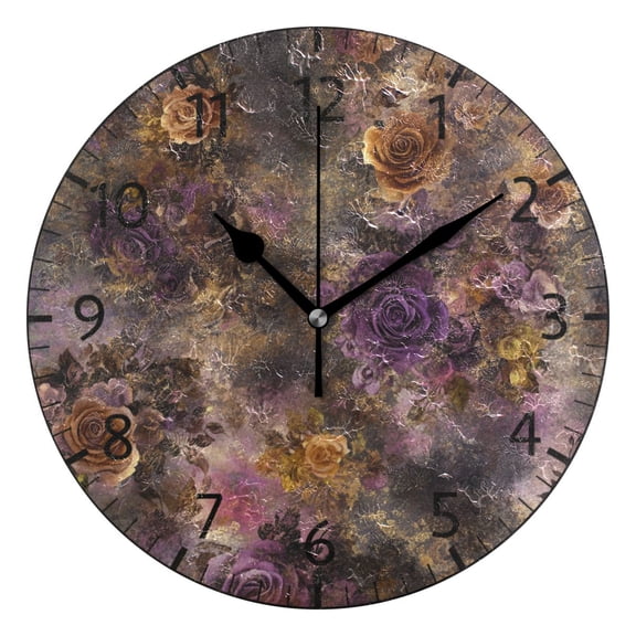 YAZAOO Decorative Wall Clock Size：25cm Mystic Blooms Design Pattern Clock