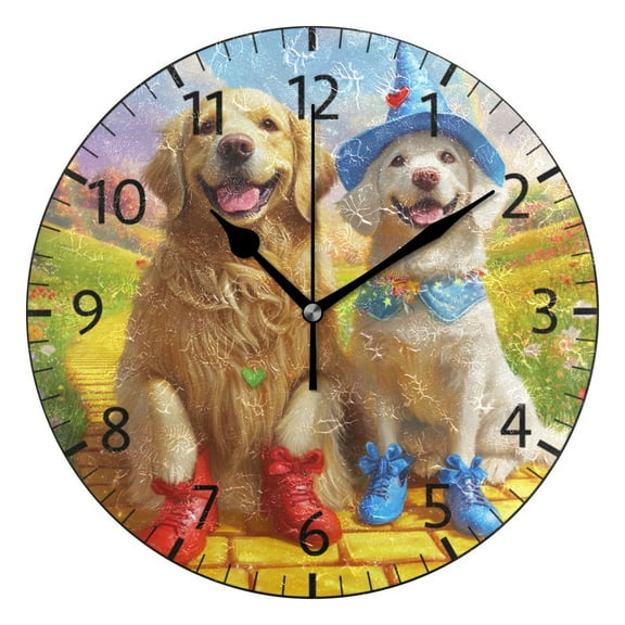 YAZAOO Decorative Wall Clock Size:25cm Paws on The Yellow Brick Road Design Pattern Clock