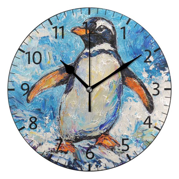 YAZAOO Decorative Wall Clock Size:25cm Penguin in The Waves Design Pattern Clock