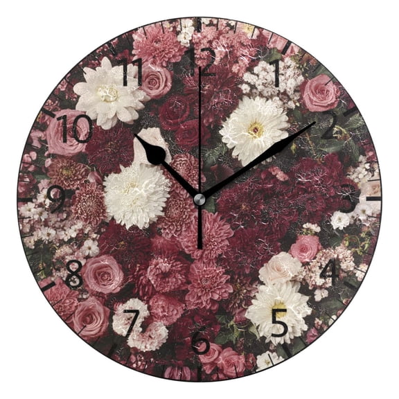 YAZAOO Decorative Wall Clock Size：25cm Petals Of Passion Design Pattern Clock