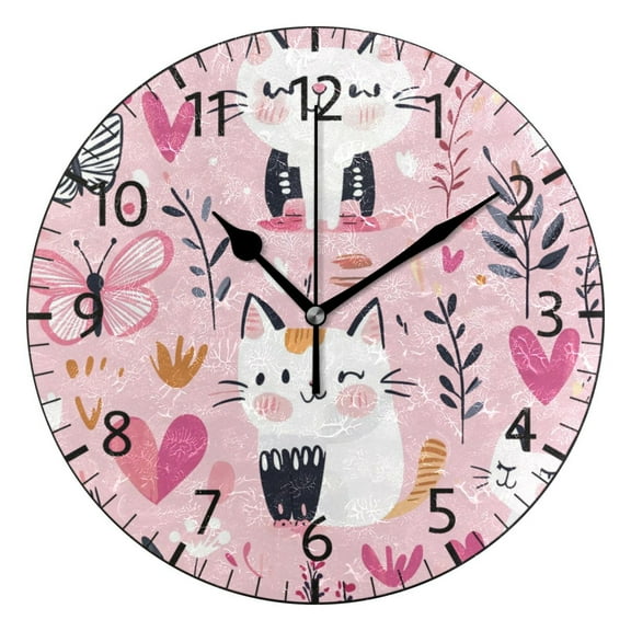 YAZAOO Decorative Wall Clock Size:25cm Playful Paws Design Pattern Clock