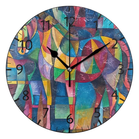 YAZAOO Decorative Wall Clock Size:25cm Colorful Equine Design Pattern Clock
