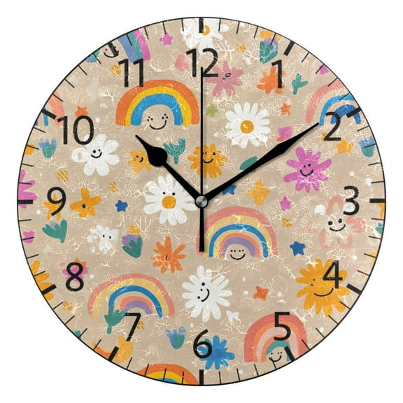 YAZAOO Decorative Wall Clock Size:25cm Rainbow Dream Design Pattern Clock