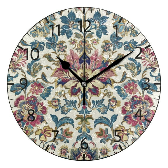 YAZAOO Decorative Wall Clock Size：25cm Regal Floral Elegance Design Pattern Clock