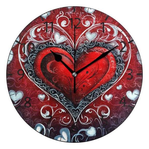 YAZAOO Decorative Wall Clock Size：25cm Romantic Flourish Design Pattern Clock