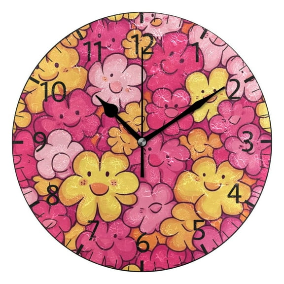 YAZAOO Decorative Wall Clock Size:25cm Smiling Petals Of Joy Design Pattern Clock