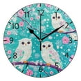 thumbnail image 1 of YAZAOO Decorative Wall Clock Size：25cm Springtime Owls Design Pattern Clock, 1 of 10