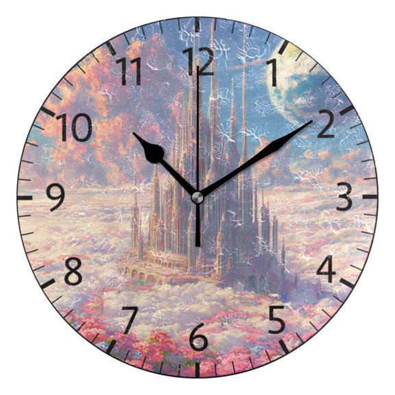 YAZAOO Decorative Wall Clock Size：25cm Starlit Kingdom Design Pattern Clock