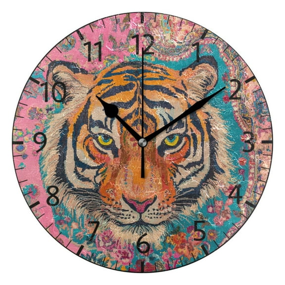 YAZAOO Decorative Wall Clock Size：25cm Stripes on Pink Design Pattern Clock