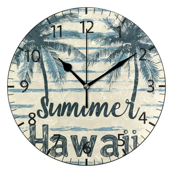 YAZAOO Decorative Wall Clock Size：25cm Summer Paradise Design Pattern Clock