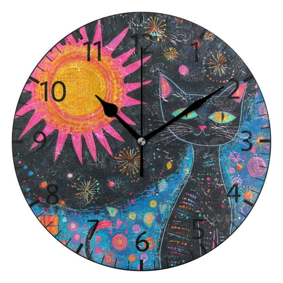 YAZAOO Decorative Wall Clock Size：25cm Sunlit Sorcery Design Pattern Clock