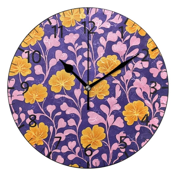 YAZAOO Decorative Wall Clock Size:25cm Sunny Floral Dance Design Pattern Clock